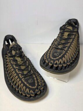 Keen Men's UNEEK Two-Cord Sneaker Sandal in Olive/Black 12